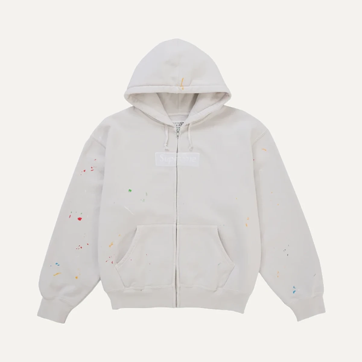 Supreme MM6 Maison Margiela Box Logo Zip Up Hooded Sweatshirt White
